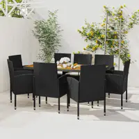 Gossi set mobilier de exterior, 9 piese, negru, poliratan