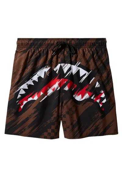 Pantaloni scurti de baie cu imprimeu si snur de ajustare