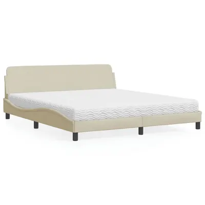 vidaXL Pat cu saltea, Dover, crem, 180x200 cm, textil