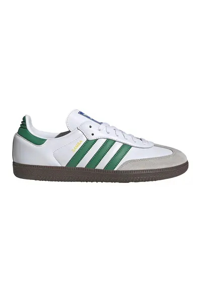 Pantofi sport din piele cu garnituri din piele intoarsa Samba - Alb optic/Verde aquamarin