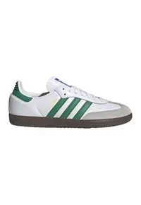 Pantofi sport din piele cu garnituri din piele intoarsa Samba - Alb optic/Verde aquamarin
