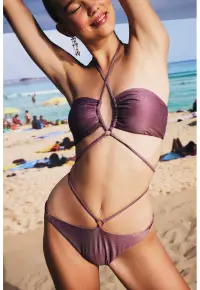 Slip cu barete decorative - Violet