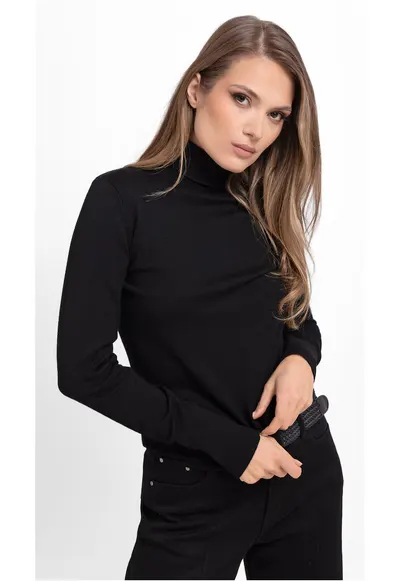 Pulover cu guler inalt S-Juli - dama - usor - negru - Negru