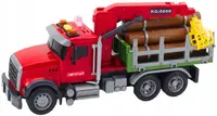 Jucărie pentru copii Lean Toys - Camion pentru transportul buștenilor, 30 cm, roşu