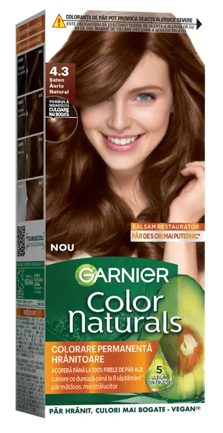 Vopsea de par permanenta Color Naturals 4.3 Saten Auriu Natural, 112ml, Garnier