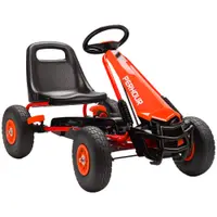 AIYAPLAY Gokart cu pedale pentru copii, scaun reglabil pe înălțime, roți EVA, frână, ambreiaj, 3-8 ani, Roșu | Aosom Romania