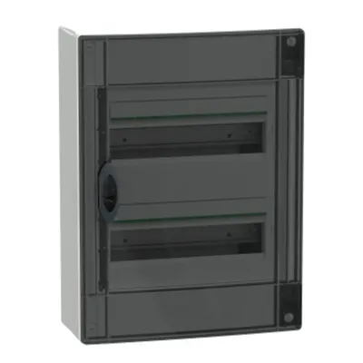 PrismaSet XS, Cofret cu montaj aparent, 2x13 Module, material plastic, usa fumurie, cu 1 bloc terminal