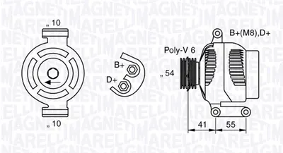Alternator (12v, 120a) Potrivit Alfa Romeo Mito; Fiat 500, 500 C, Doblo, Doblo Cargo, Doblo Minivan, Fiorino Minivan, Idea, Punto Evo; Lancia Musa 1.3d 01.04