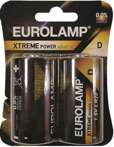 Baterie alcalină EUROLAMP - EXTREME Power, D, LR20, 2 buc.