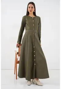 Rochie Midi - Denim - cu cordon - Verde