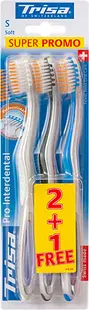 Pachet Periute de dinti Pro Interdental Promo Soft 2+1 Gratuit, 3 periute, Trisa
