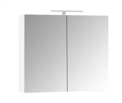 Dulap baie suspendat QUATTRO cu oglinda, iluminare LED, 2 usi, alb, 80x14.5x68 cm