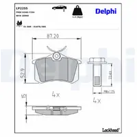 Set placute frana spate Delphi LP2255 Audi, VW, Skoda, Seat, Ford, Renault, Peugeot