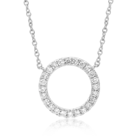 Lant cu pandantiv cerc din aur alb cu diamante de 0.19ct