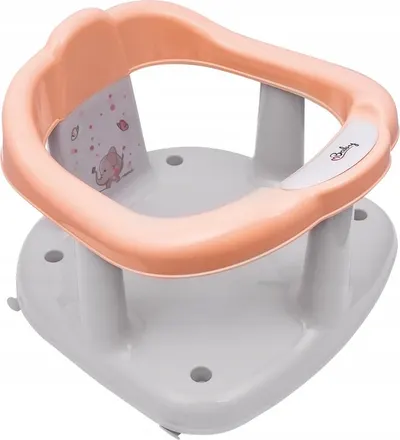 Scaunel de baie pentru bebelusi Minimal Elephant Pink,fixare cu ventuze,margini rotunjite