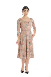 Rochie semiclos CP24028 corai/grej jungle, Cesy | marimea S