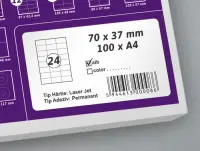Etichete autoadezive A4, 70 x 37 mm, 24 etichete coala A4