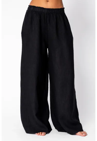 Pantalon lung wide 100% IN Black 21884 - Negru
