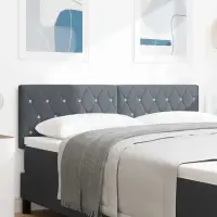 vidaXL Tăblie LED cu benzi LED cu headboard Gri închis 144 cm Catifea