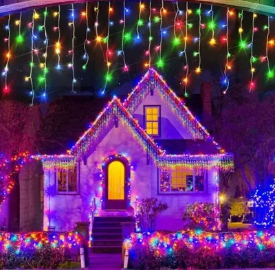 Instalatie 12 metri MULTICOLOR 300 LED tip turturi franjuri