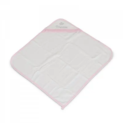 Set prosop cu gluga pentru bebelusi Cangaroo Cute Princess Pink si manusa de baie din bumbac absorbant,dimensiune 75x75 cm,recomandat de la nastere
