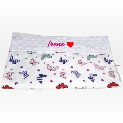 Paturica personalizata – Fluturași si Minky Alb