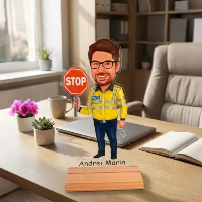 Caricatura pentru Politist Rutier - Statueta Personalizata tip Trofeu