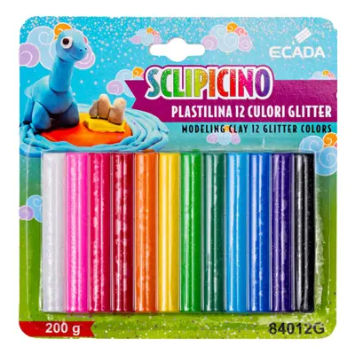 Plastilina 12culori, Glitter Ecada