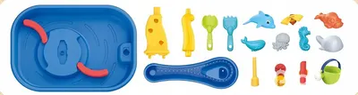 Masuta de joaca cu apa si nisip pentru copii 2in1 Matadi Sand and Water, utilizare interiorexterior, elemente mobile, jucarii incluse, dimensiune 53,5 x 38 x 42 cm