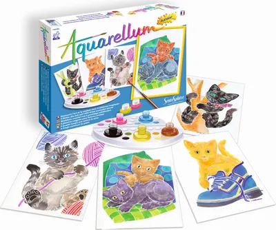 Kit pictatura cu acuarele Sentosphere - Pisicute