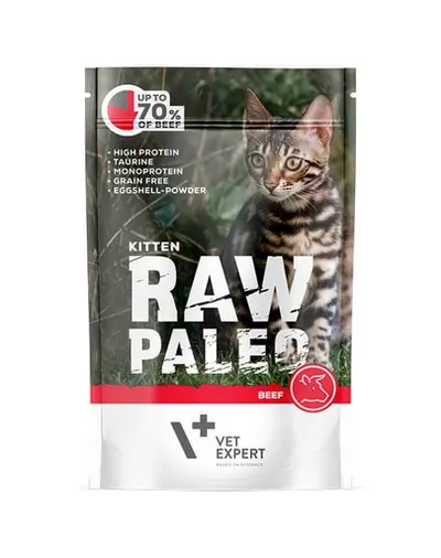 VETEXPERT RAW PALEO Kitten hrana umeda pisoi 100 g cu vita