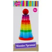 Jucarie bebelusi din lemn - piramida, multicolora