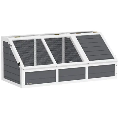 PawHut Căsuță pentru Țestoase fără Paviment cu Panel Detașabil și 2 Spații Separate, 120x55x50 cm, Gri | Aosom Romania
