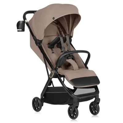 Carucior sport, Lionelo, Bess, Sustine 22 kg, 6 luni+, Capotina impermeabila si protectie SPF 50+, Include suport sticla, Pliere cu o singura mana, Maner pentru transport, Bej
