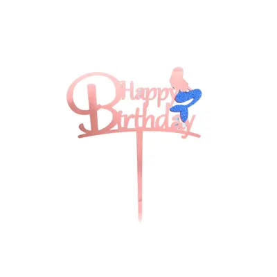 Cake Topper tort Happy Birthday sirenă rose