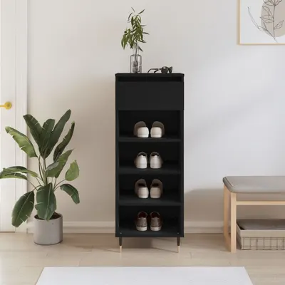 Gossi pantofar, negru, 40x36x105 cm, lemn compozit