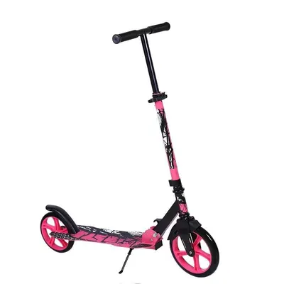 Trotineta copii si adolescenti Novokids Funky Camo PRO Roz Camuflaj, maxim 100 kg, functie Super Brake, diametru roata fata 230 mm