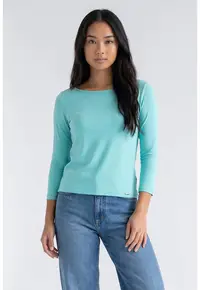 Bluza de dama casual cu decolteu decupat la spate - maneca lunga - croiala regular - lungime standard - din vascoza - M1371 - Verde