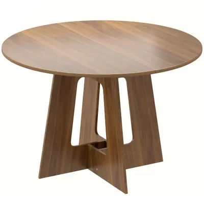 HOMCOM Masă rotundă pentru 4 persoane, Ø 110 x 73,5 cm, masă de bucătărie cu bază în cruce, maro | Aosom Romania