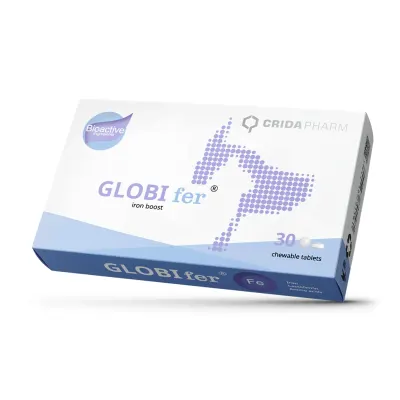 CRIDA PHARM Globi Fer Iron Boost, supliment sistem cardio-vascular câini, comprimate masticabile CRIDA PHARM Globi Fer Iron Boost, XS-XL, supliment sistem cardio-vascular câini și pisici, cutie, 30 comprimate masticabile
