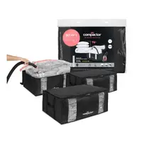 Cutii de depozitare negre 3 buc. din plastic cu vacuum 65x45x27 cm Black Edition – Compactor