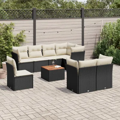 Gossi set mobilier de gradina cu perne, 9 piese, negru, poliratan