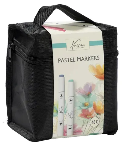 Set de markere cu două capete Nassau Fine Art - Pastel, 48 buc