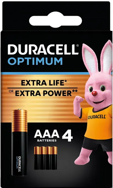 Baterii alcaline Duracell - Optimum, AAA, 4 buc.