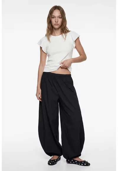Tricou cu maneci fluture - Alb