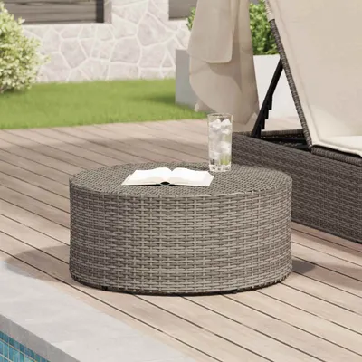 vidaXL Masă de cafea pentru exterior Gri Ø 68 x 30 cm poliratan