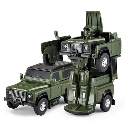 Jucărie metalică Rastar - Robot transformabil/Land Rover Defender, 1:32, verde