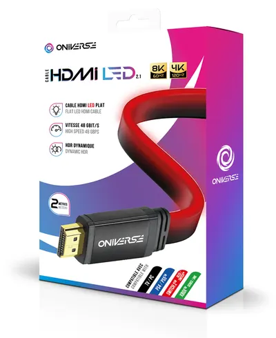 Cablu Oniverse - HDMI LED Cable 8K, roşu