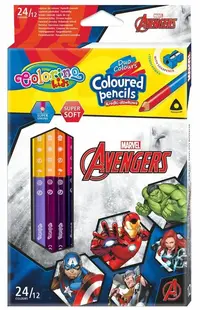 Creioane colorate cu două capete Colorino – Marvel Avengers, 12 culori și ascuțitoare