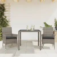 Gossi set mobilier de gradina cu perne 3 piese gri poliratan & sticla